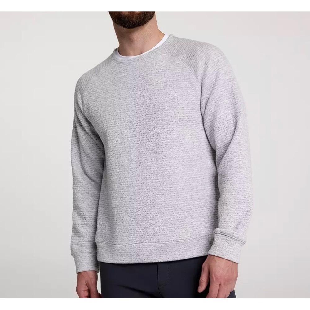 NEW VRST Recharge Crew Mens XXL Light Grey Heather Textured Raglan Sweatshirt